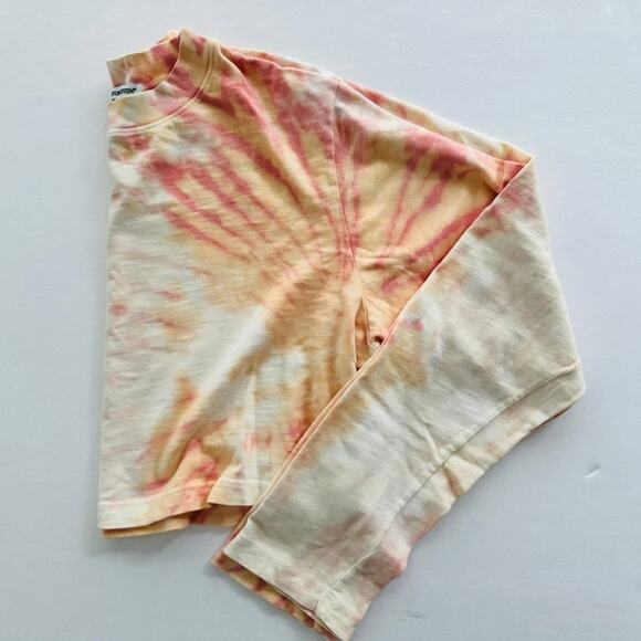 Cotton Citizen Tokyo Crop Cotton Tee Tie Dye Size Medium Cream Peach Pink - Picture 3 of 5